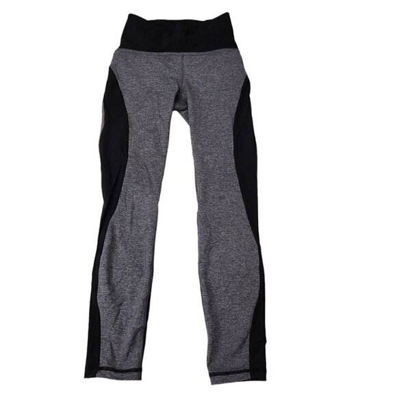 lululemon athletica Pants - Lululemon Womens On Your Mark Crop Leggings‎ 4 Heathered Gray Black Athleisure